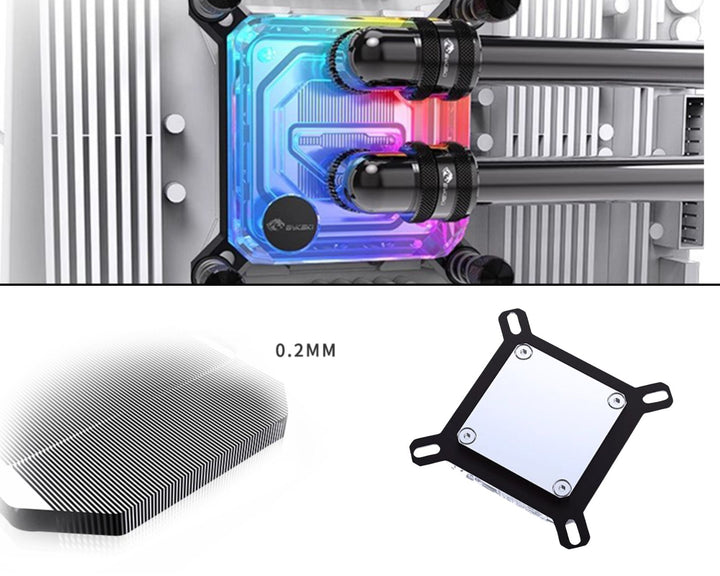 Bykski CPU-XPR-C-M High-Efficiency CPU Water Cooling Block - Featuring High Flow Optimized 0.2mm Fins - Clean Design - for AMD Ryzen 3/5/7/9 (AM4/AM5) - Black