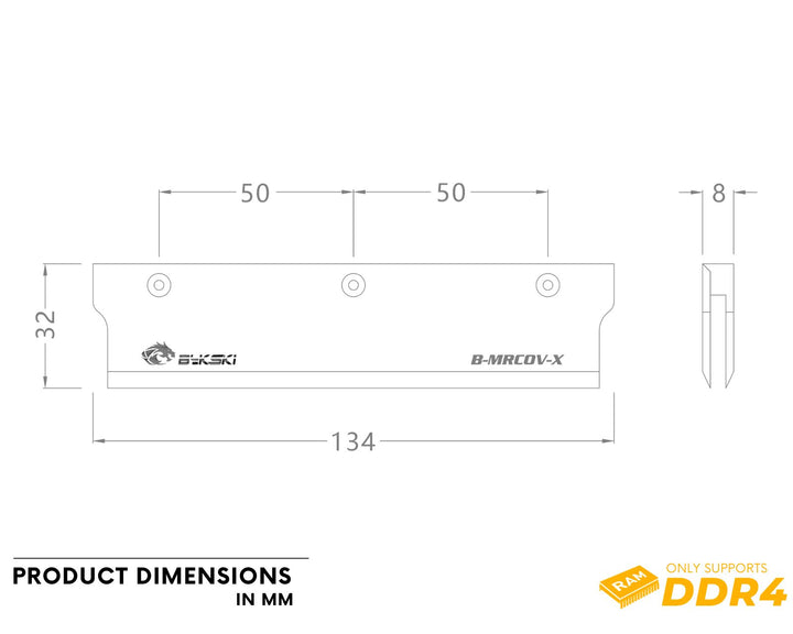 Bykski DDR4 Memory Heat Spreader - Black (B-MRCOV-X)