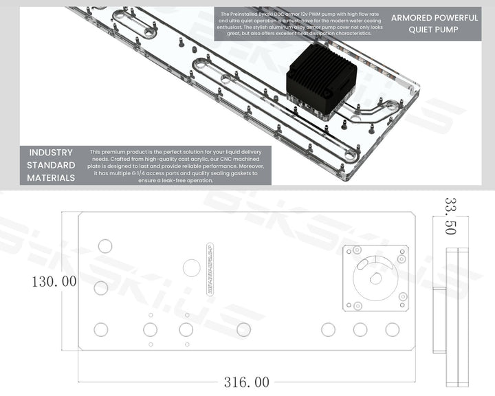 Bykski Distro Plate For InWin H-Frame2.0 - PMMA w/ 5v Addressable RGB(RBW) (RGV-INW-HF2.0-P) - No Pump