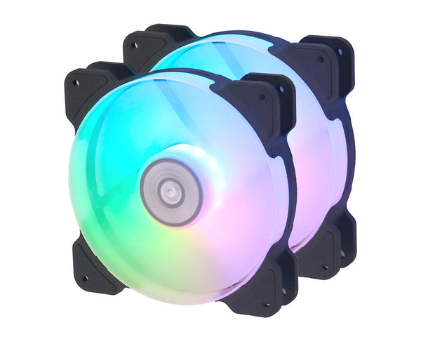 Bykski 120mm x 25mm 5V A-RGB(RBW) LED High Pressure Fan Packs - 1500 RPM / 64.8 CFM - 2 Pack w/ Controller (B-RBW-FN-V2) - 2 Pack