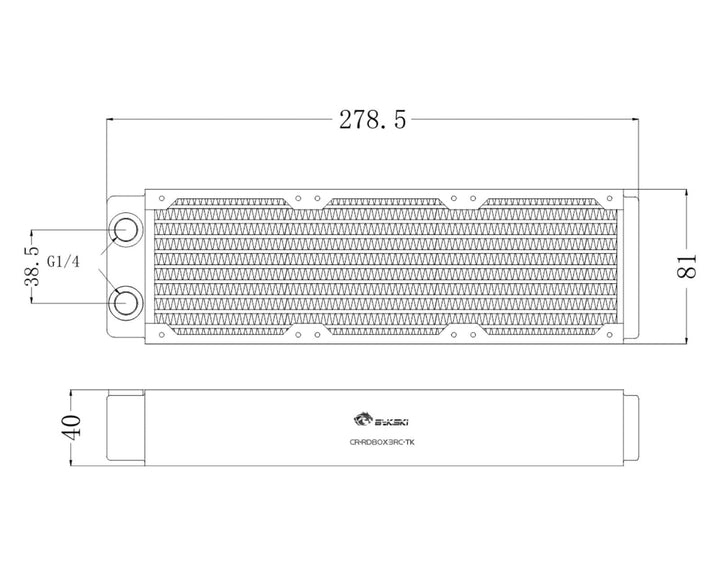 Bykski 80mm x 30mm RC Series Radiator, 80mm x 3, Triple Fan (CR-RD80X3RC-TN)