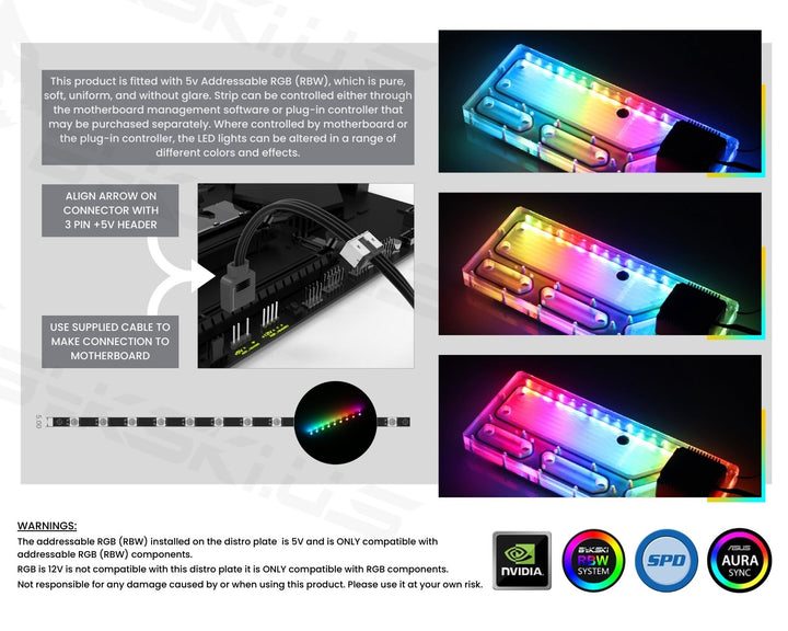 OPEN BOX:Bykski Distro Plate For P-Tt P5 PMMA w/ 5v Addressable RGB(RBW)- Pump Included - (RGV-TT-P5-P-K)