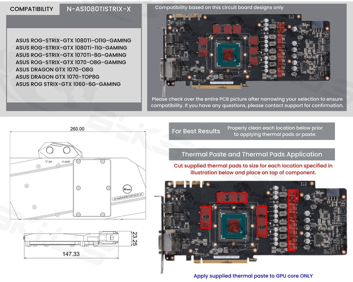 Bykski Full Coverage GPU Water Block For ASUS 1060/1070/1080  - Clear (N-AS1080TI STRIX-X)