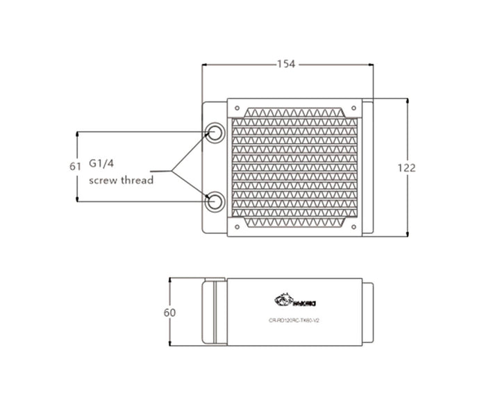 Bykski 120mm x 60mm RC Series Radiator, 120mm x 1, Single Fan (CR-RD120RC-TK60-V2)