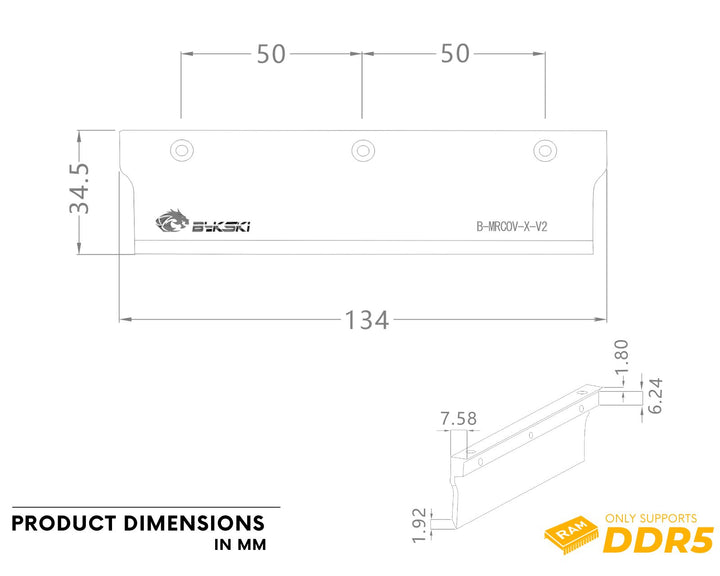 Bykski DDR5 Memory Heat Spreader - Black (B-MRCOV-X-V2)