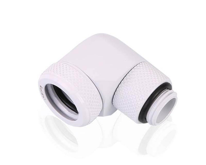 Bykski G 1/4in. Rigid 14mm OD 90 Degree Rotary Fitting Adapter (B-HTJ-L14-RD90-V2) - White