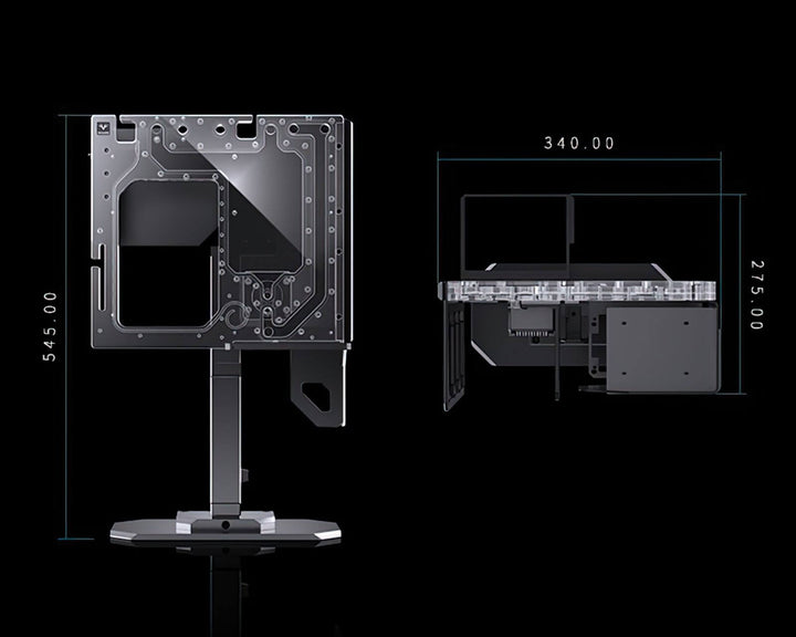 Granzon G10 Liquid Cooling Distro Show Case - Desk Mounted Open-Air Design for High-Performance Cooling - No Thanks