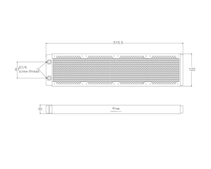 Bykski 480mm x 30mm RC Series Radiator, 120mm x 4, Quad Fan (CR-RD480RC-TN-V2) - Black