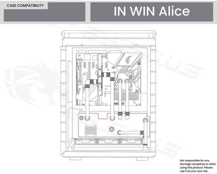 Bykski Distro Plate For InWin Alice - PMMA w/ 5v Addressable RGB(RBW) (RGV-INW-Alice-P-K) - DDC Pump With Armor