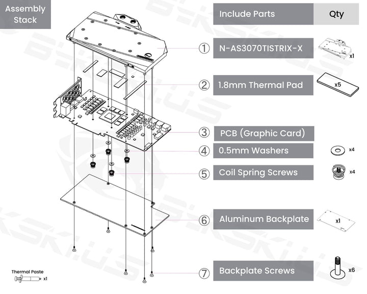 Bykski Full Coverage GPU Water Block and Backplate for ASUS ROG-STRIX-RTX3070TI-O8G-GAMING  (N-AS3070TISTRIX-X)