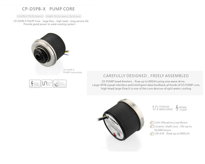 Bykski CP-D5PB-X (Lowara) D5 Liquid Cooling 12V Manual Speed Controlled Pump Motor