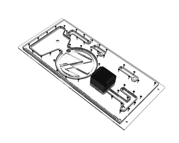 Bykski Distro Plate For LIAN LI O11 DYNAMIC EVO XL (Front Mount) - PMMA w/ 5v Addressable RGB(RBW) (RGV-LAN-O11EVOXL-LI-P) - DDC Pump With Armor