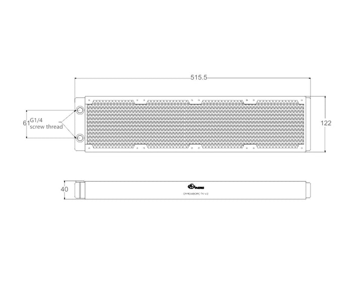 Bykski 480mm x 40mm RC Series Radiator, 120mm x 4, Quad Fan (CR-RD480RC-TK-V2)