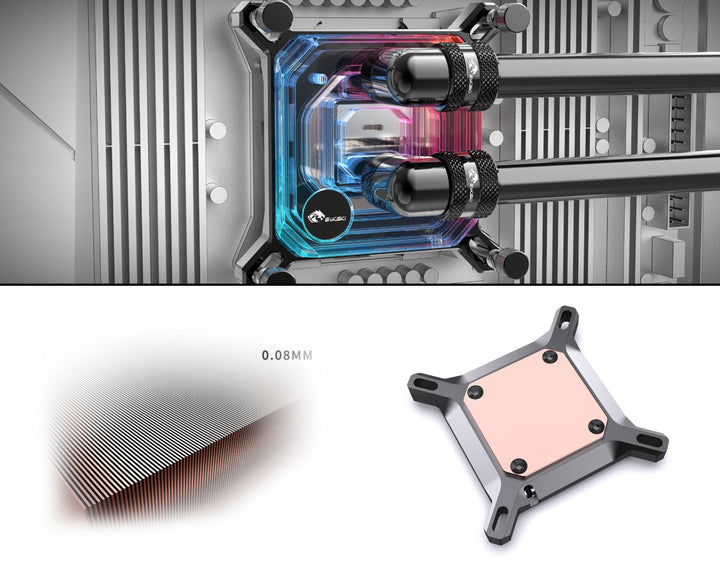 Bykski CPU-XPR-I-V3 High-Performance CPU Water Cooling Block - Featuring Aggressive 0.08mm Fins - Sturdy Mounting Construction with Elite Cooling - for Intel LGA 1200/1700 - 115x - 2011/2066 - Black (POM)