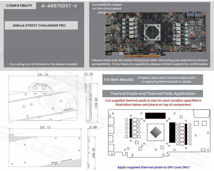 Bykski Full Coverage GPU Water Block and Backplate for ASRock 6700XT Challenger PRO (A-AR6700XT-X)