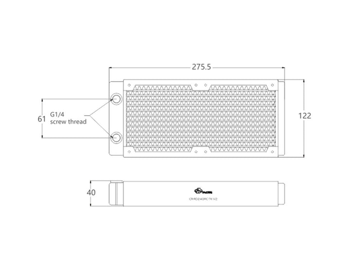 Bykski 240mm x 40mm RC Series Radiator, 120mm x 2, Dual Fan (CR-RD240RC-TK-V2)