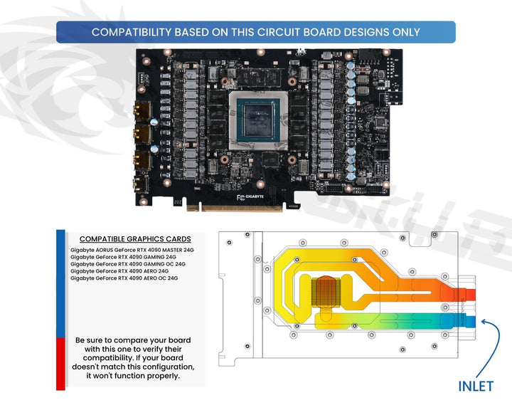 Bykski Durable Metal/POM GPU Water Block and Backplate for Gigabyte GeForce RTX 4090 Master/Gaming/Aero 24G (SELECT MODELS ONLY) (N-GV4090AORUS-X-V2) - Continuous Usage