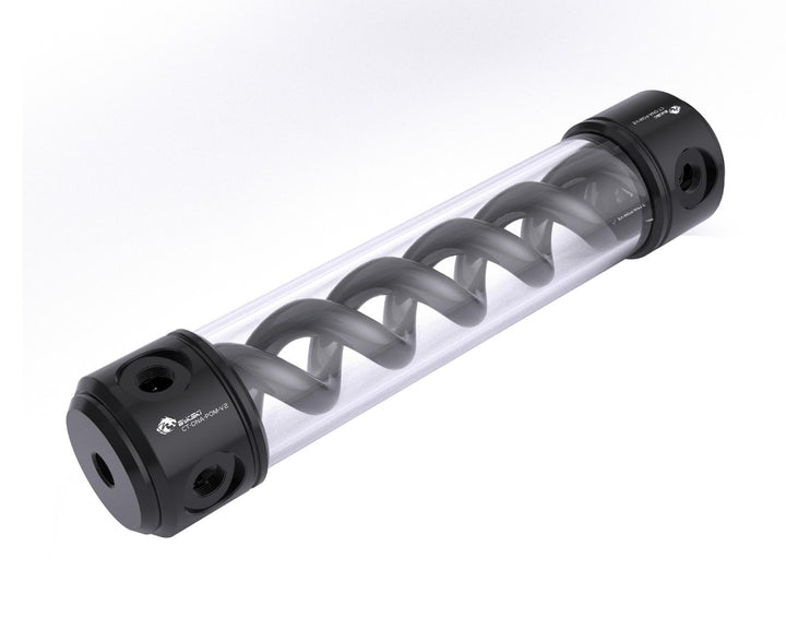 OPEN BOX:Bykski 50mm Cylindrical DNA Reservoir - Black POM - 260mm w/ LED strip (CT-DNA-POM-V2-260)