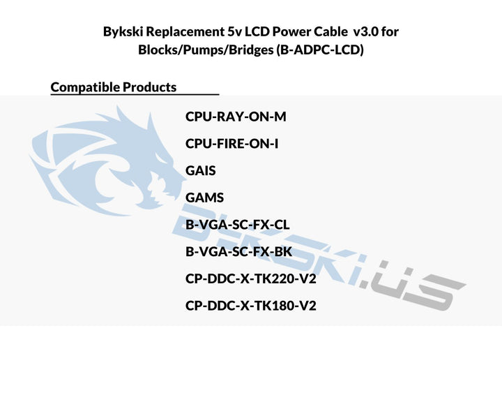 Bykski Replacement 5v LCD Power Cable  v3.0 For Blocks/Pumps/Bridges (B-ADPC-LCD)