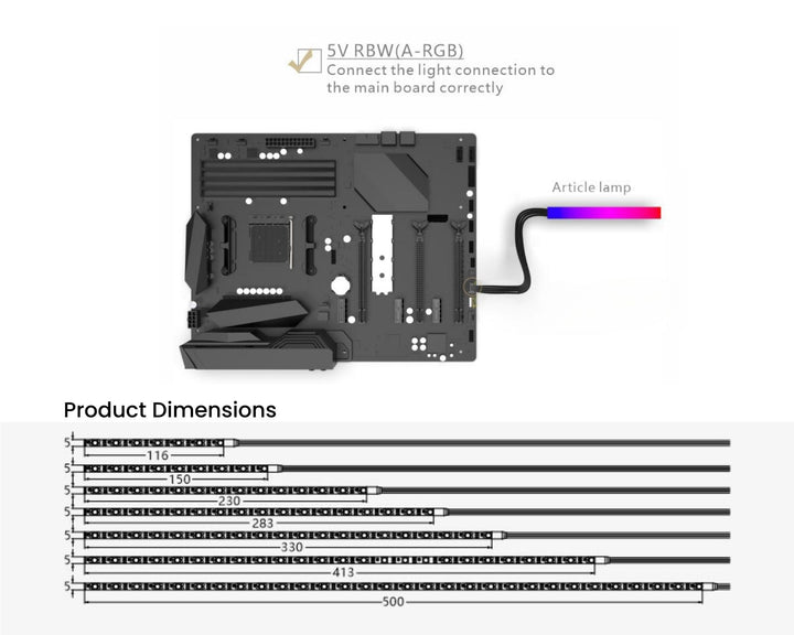 Bykski Replacement Flexible 3 pin 5v Addressable RGB (RBW) LED Strip - Version 2 - 330mm