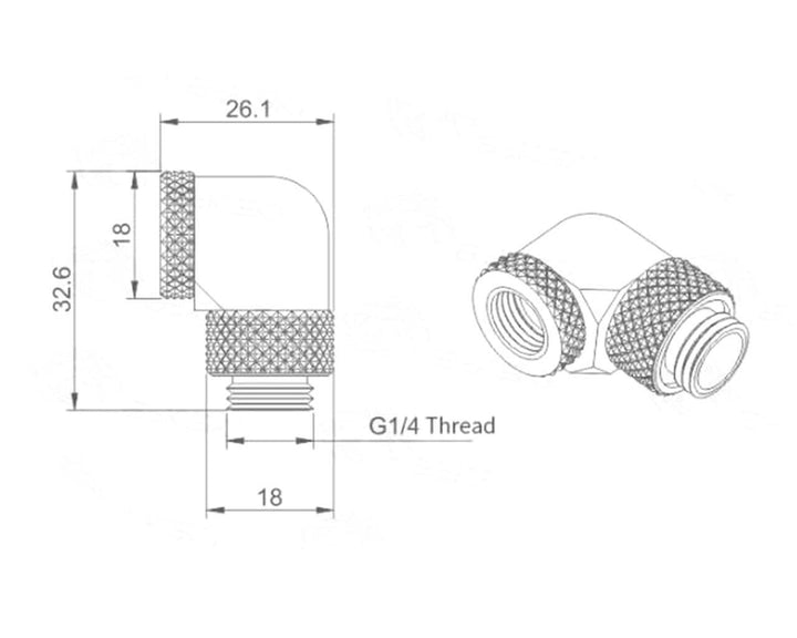 Bykski G 1/4in. Male to Female 90 Degree Dual Rotary Elbow Fitting (B-DTSO-RD90) - Silver