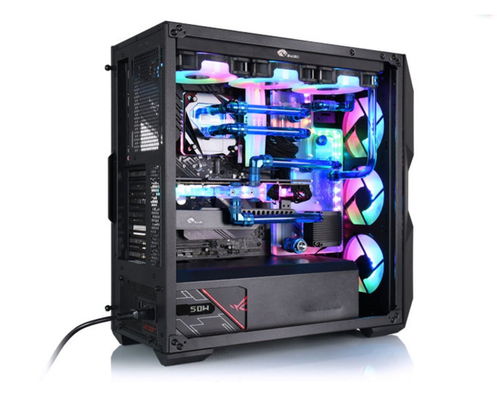 Bykski Distro Plate For Cooler Master TD500P PMMA w/ 5v Addressable RGB(RBW) (RGV-CM-TD500-P-K) - DDC Pump With Armor