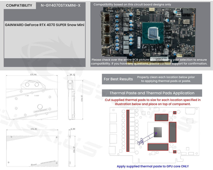 Bykski Full Coverage GPU Water Block and Backplate For GAINWARD GeForce RTX 4070 SUPER Snow Mini (N-GY4070STXMINI-X)