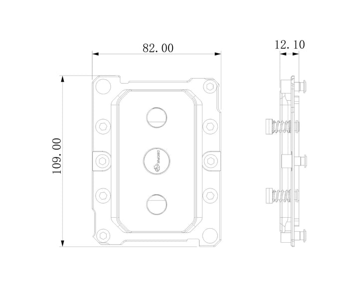 Bykski CPU-SR3647-X XEON CPU Water Cooling Block - Full Metal - Nickel Plated - Gray (CPU-SR3647-X) (LGA 3647) - Rectangle