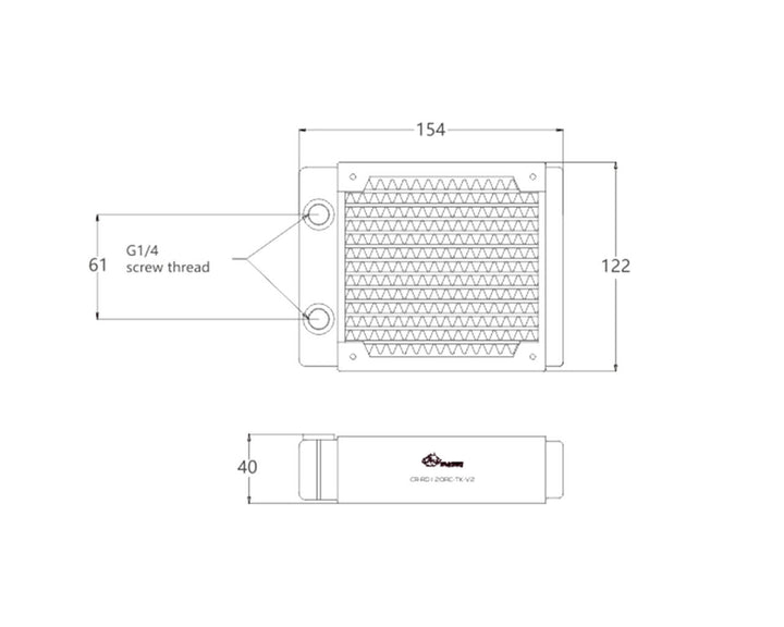 Bykski 120mm x 40mm RC Series Radiator, 120mm x 1, Single Fan (CR-RD120RC-TK-V2)