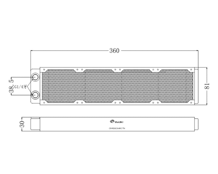 Bykski 80mm x 30mm RC Series Radiator, 80mm x 4, Quad Fan (CR-RD80X4RC-TN)