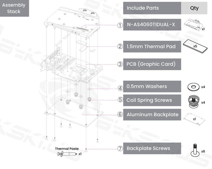 Bykski Full Coverage GPU Water Block and Backplate For ASUS Dual GeForce RTX 4060 Ti OC 8GB (N-AS4060TIDUAL-X)