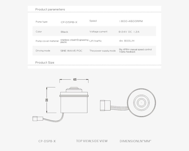 Bykski CP-D5PB-X (Lowara) D5 Liquid Cooling 12V Manual Speed Controlled Pump Motor