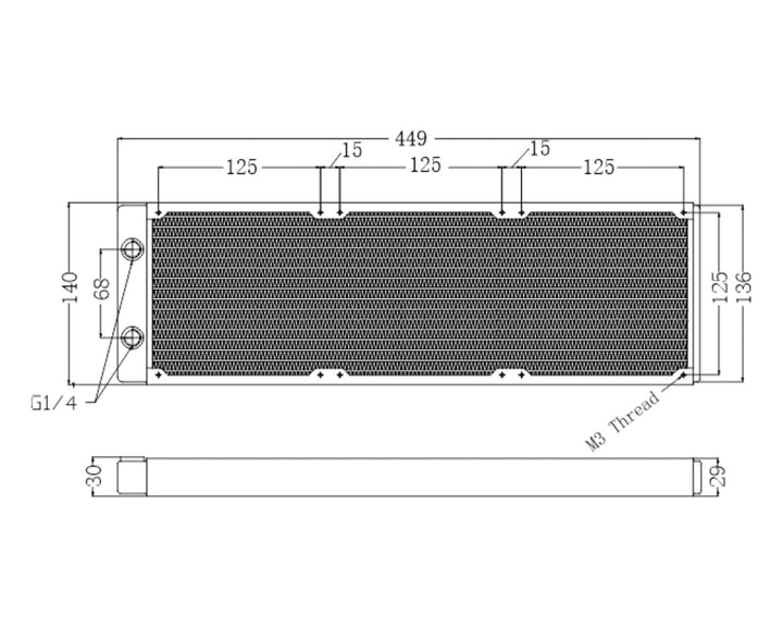 Bykski 420mm x 30mm RC Series Radiator, 140mm x 3, Triple Fan (CR-RD420RC-TN-V3)