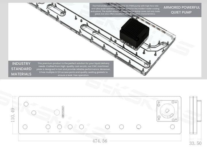 OPEN BOX:Bykski Distro Plate For P-Tt P5 PMMA w/ 5v Addressable RGB(RBW)- Pump Included - (RGV-TT-P5-P-K)