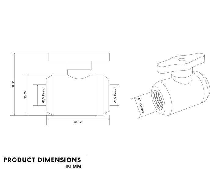 Bykski G 1/4in. Female to Female Drain Ball Valve (B-DV-CEV2) - Black