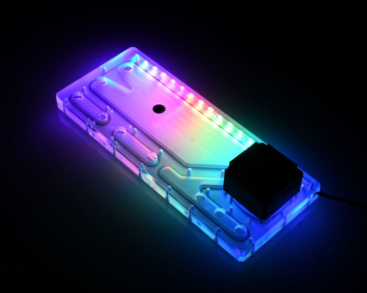 Bykski Distro Plate For InWin H-Frame2.0 - PMMA w/ 5v Addressable RGB(RBW) (RGV-INW-HF2.0-P-K) - DDC Pump With Armor