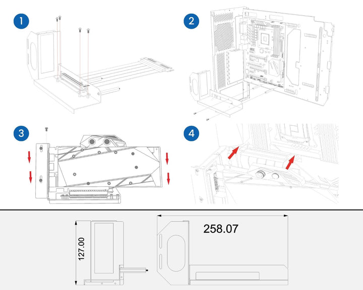 Bykski Vertical Mount/Holder for GPU Showcasing with PCIe 4.0 PCI-E Extension cable (B-6HPCI-E-X-V2K)