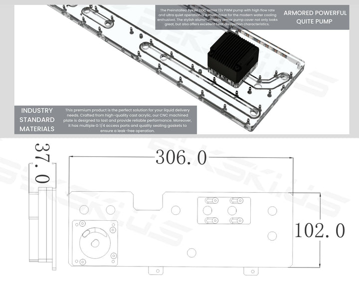 Bykski Distro Plate For Antec DF600 / DP502 - Frosted PMMA w/ 5v Addressable RGB (5v A-RGB LED) (RGV-ANTEC-DF600-P-F-K)