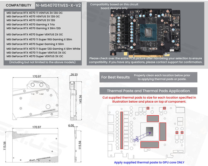 Bykski Full Coverage GPU Water Block and Backplate For MSI GeForce RTX 4070/Ti VENTUS 3X 12G OC (N-MS4070TIVES-X-V2)