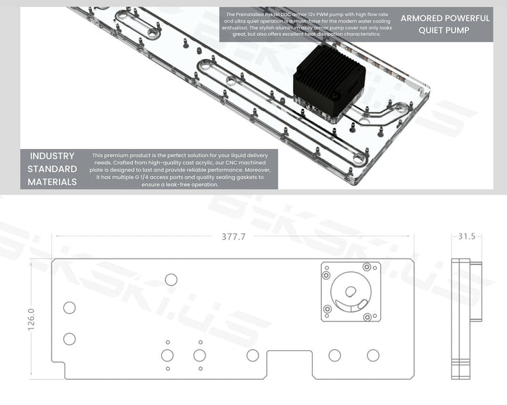 Bykski Distro Plate For InWin Alice - PMMA w/ 5v Addressable RGB(RBW) (RGV-INW-Alice-P-K) - DDC Pump With Armor