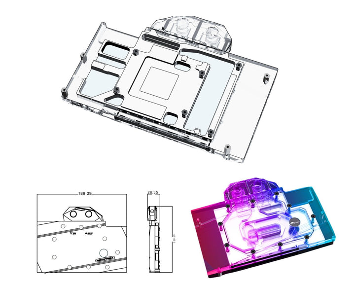 Bykski Full Coverage GPU Water Block and Backplate For Maxsun 3070 Ti iCraft OC 8G (N-MX3070TIIC-X)