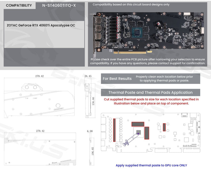 Bykski Full Coverage GPU Water Block and Backplate For ZOTAC GeForce RTX 4060Ti Apocalypse OC (N-ST4060TITQ-X)