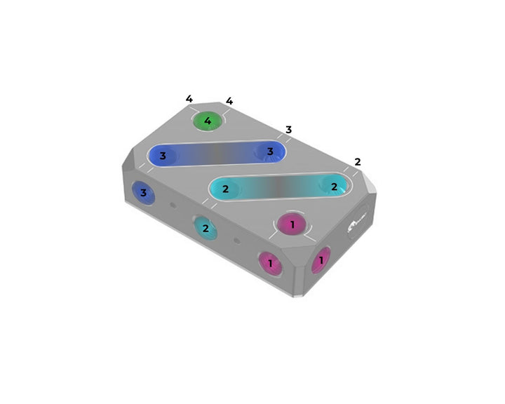 Bykski Versatile POM Fluid Distribution/Routing Block Engineered For 24-Hour Reliability (B-DP-4WAY-X)